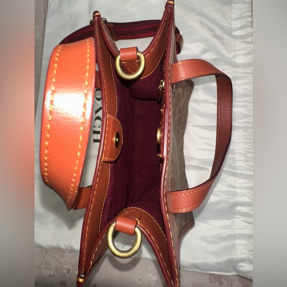 Coach Tan and Burgundy Signature Tote - Picture 12 of 12